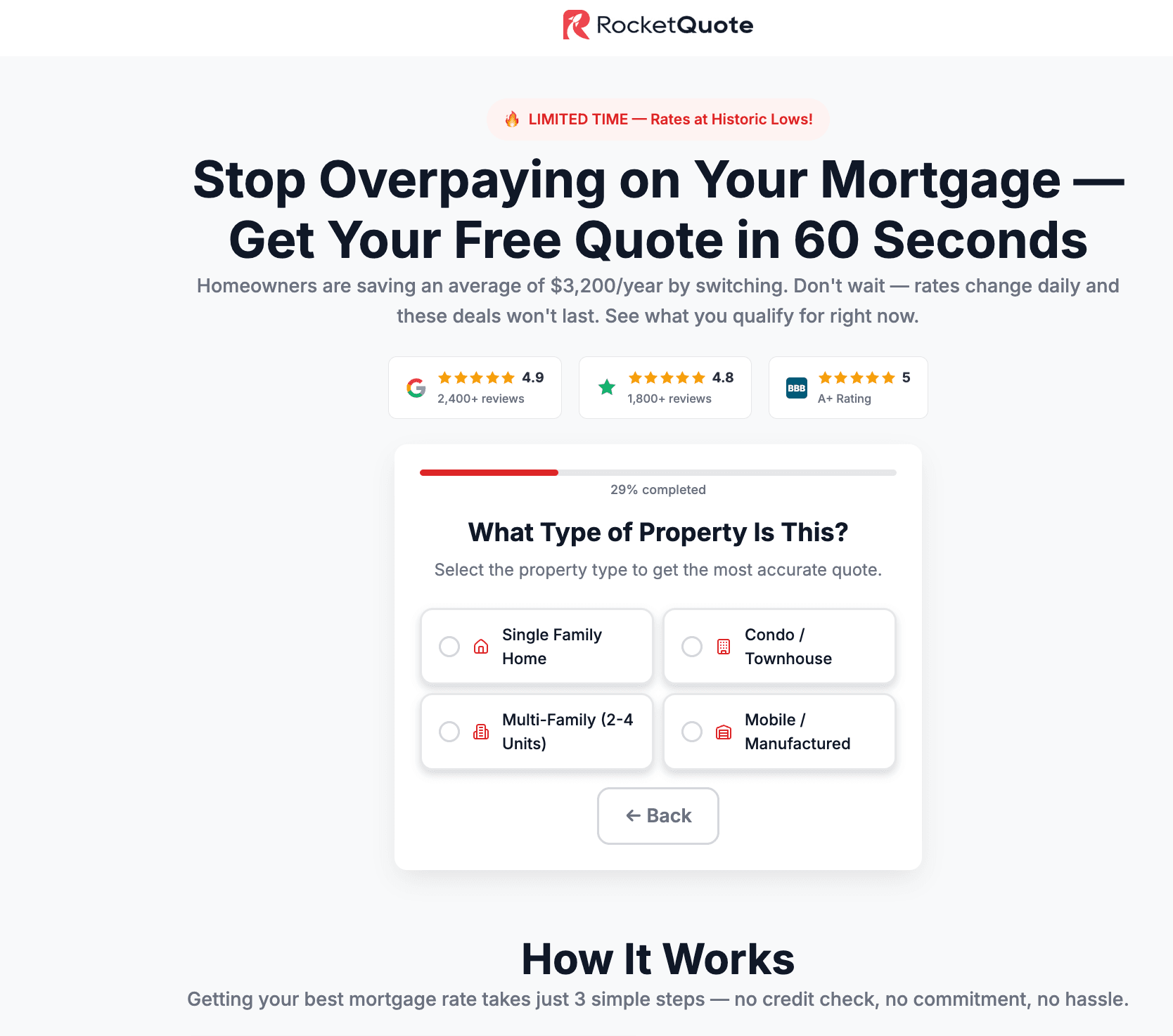Conversion-ready lead funnel with landing page and multi-step form