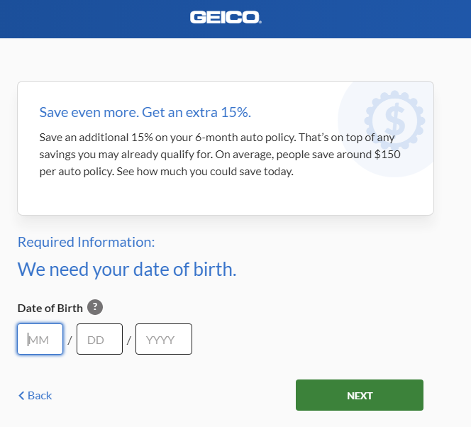 geico insurance lead form example