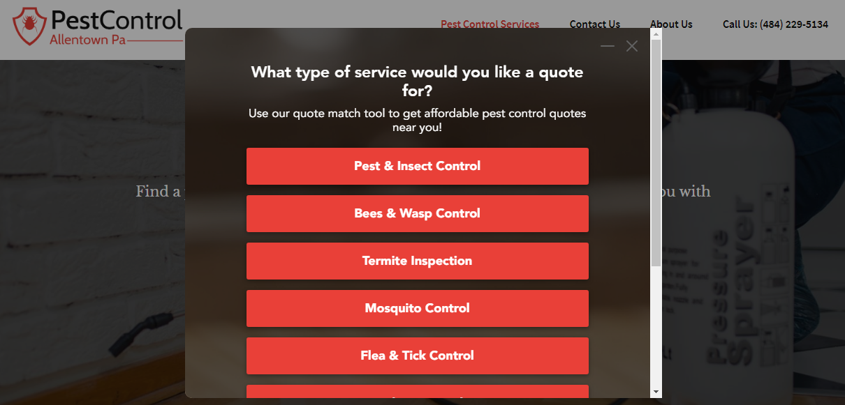 pest control multi step form