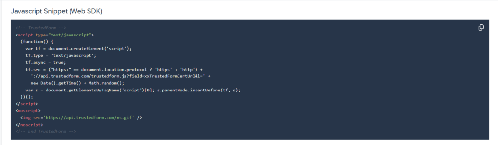 ActiveProspect TrustedForm Script