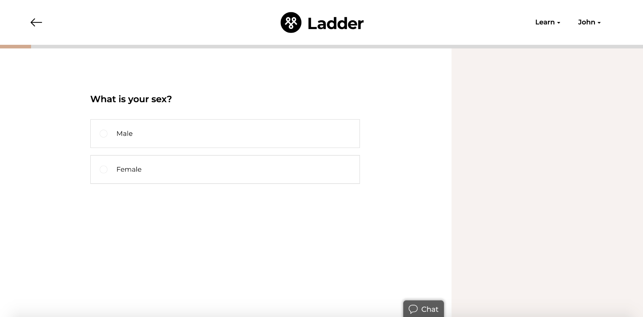 Ladder insurance multi step form gender