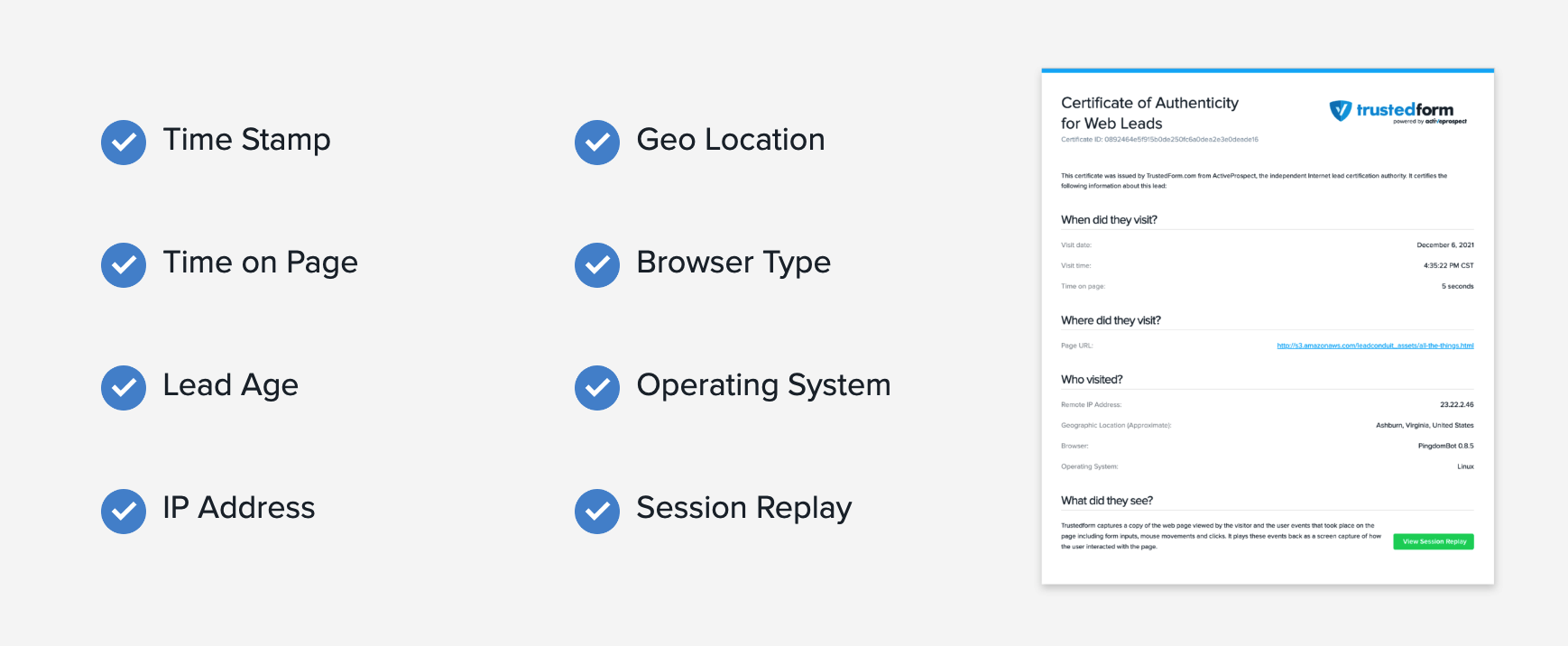 Example of ActiveProspect TrustedForm