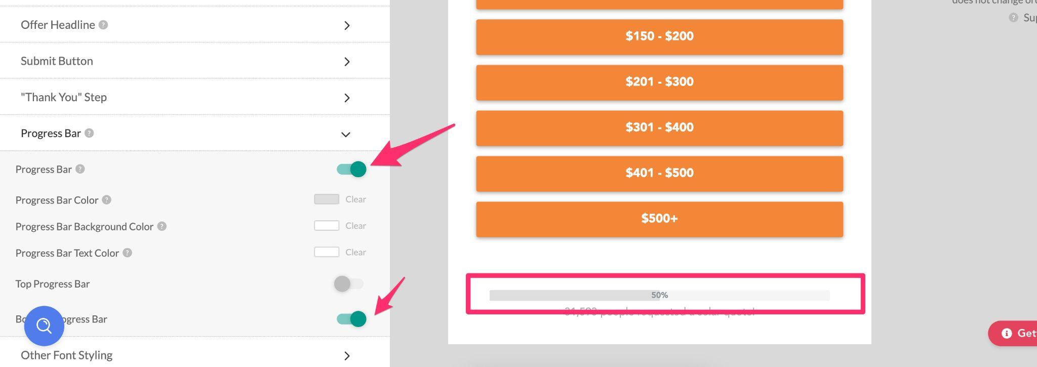 add your progress indictor to the top or bottom of your form