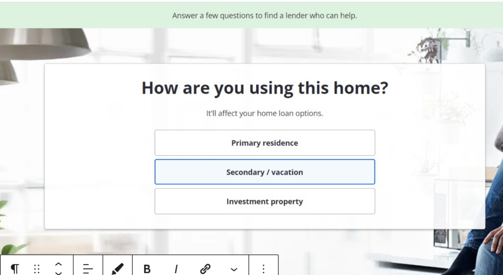 zillow multi step form asking for property type