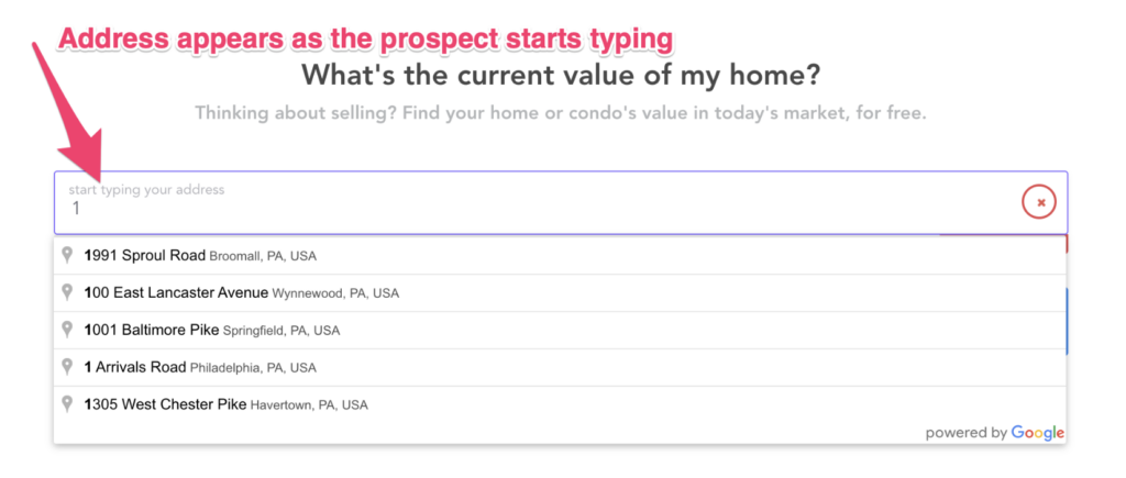 what's the value of my home google address auto complete