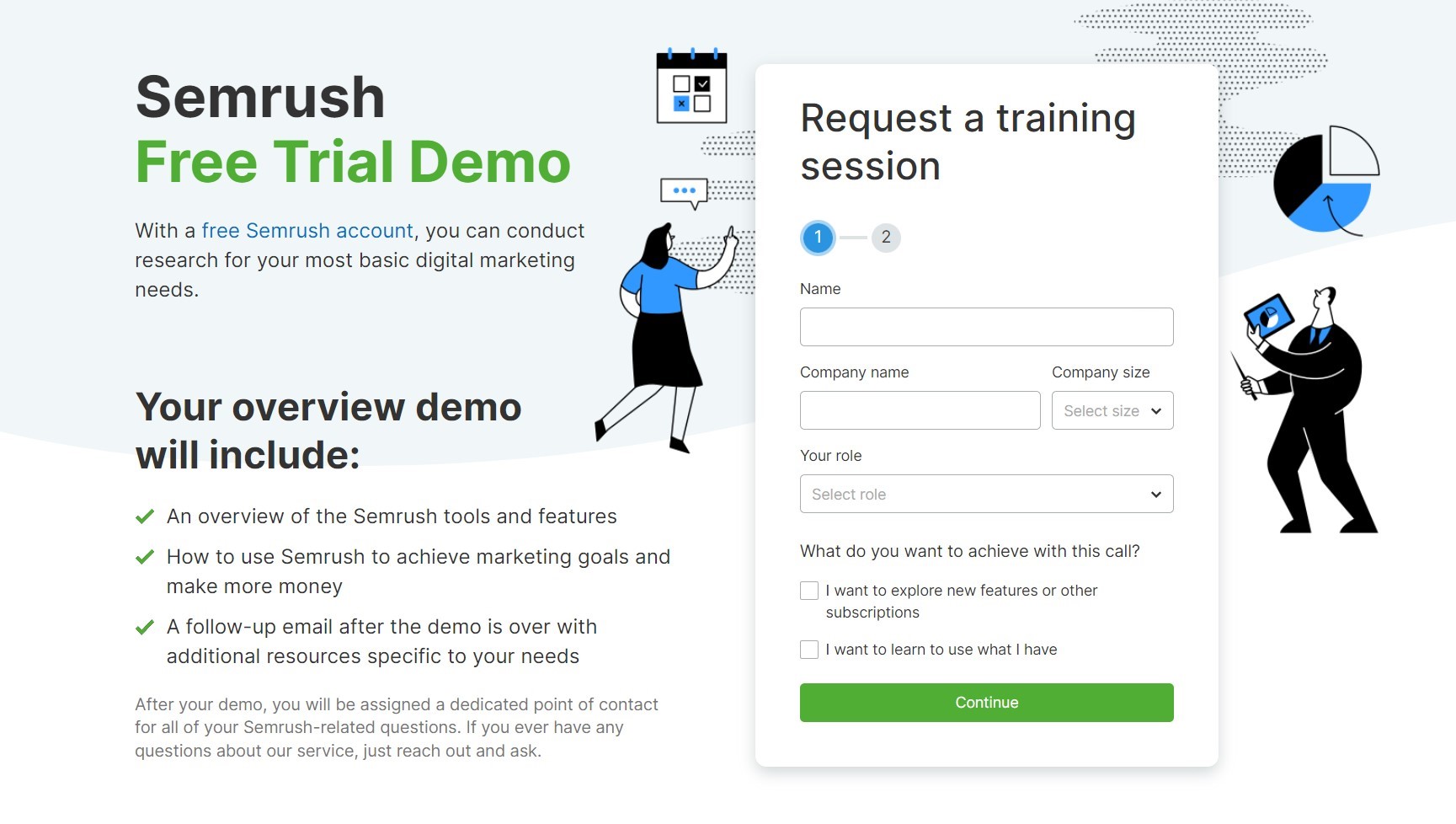 semrush demo landing page