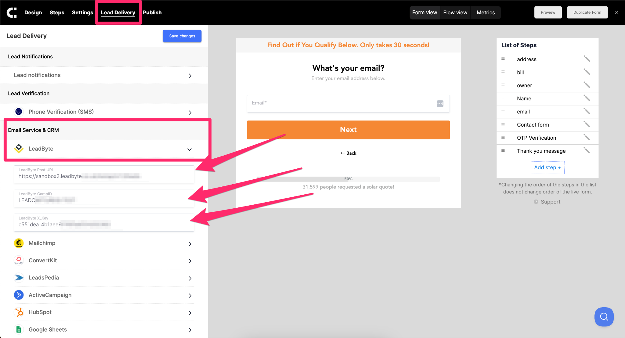 leadcaptureio leadbyte integration