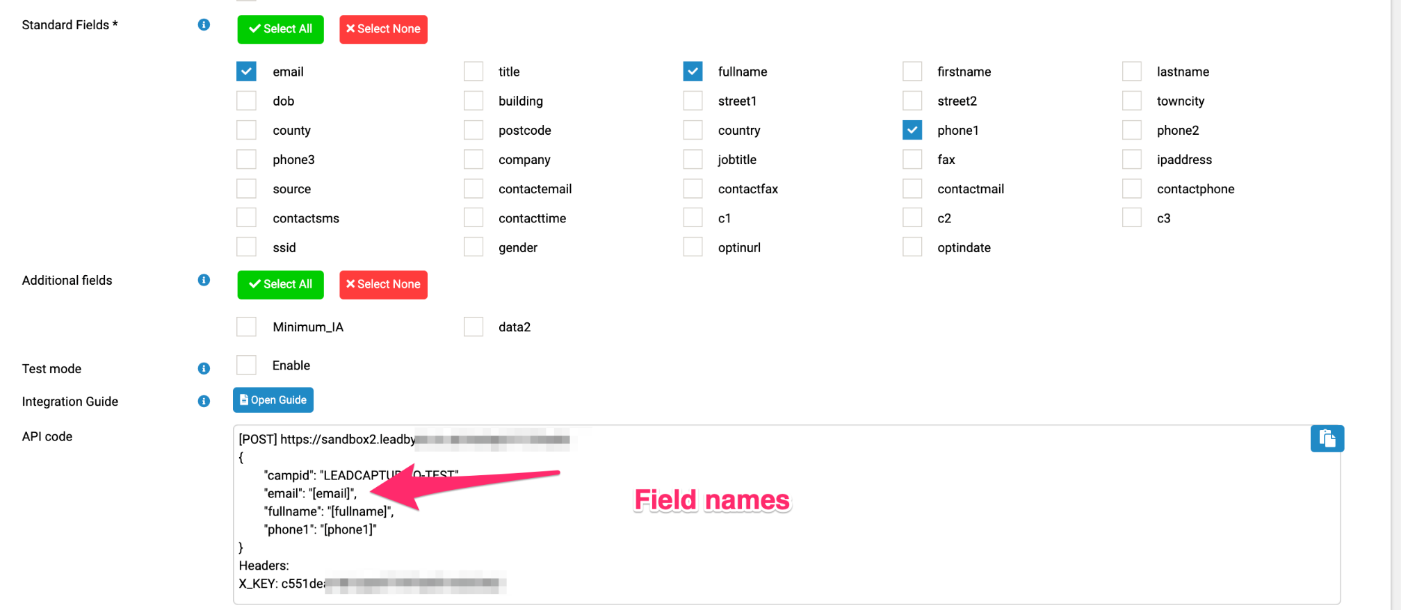 leadbyte field mapping