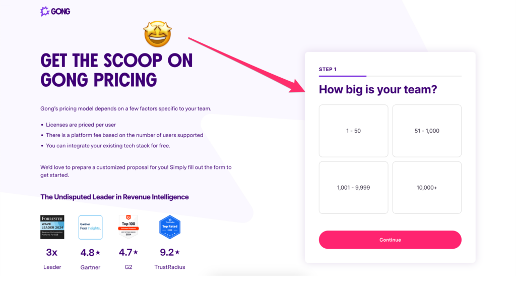 going pricing page with multi step form