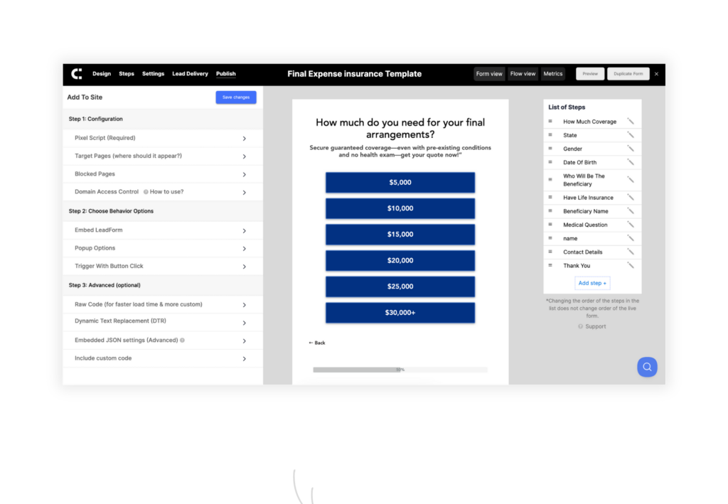 setup lead capture form