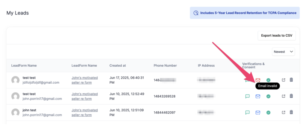 leadcapture.io invalid lead