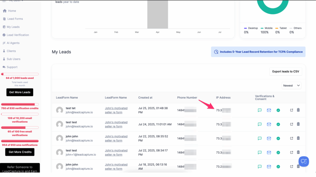 ip address in leadcapture
