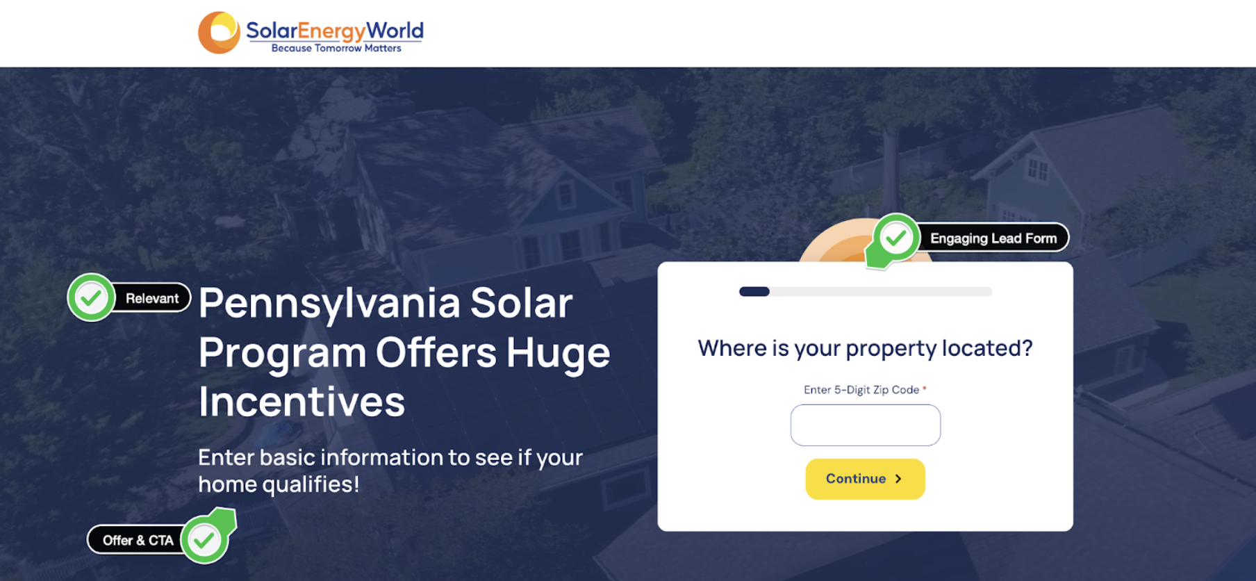 solar energy world's funnel - enter basic info