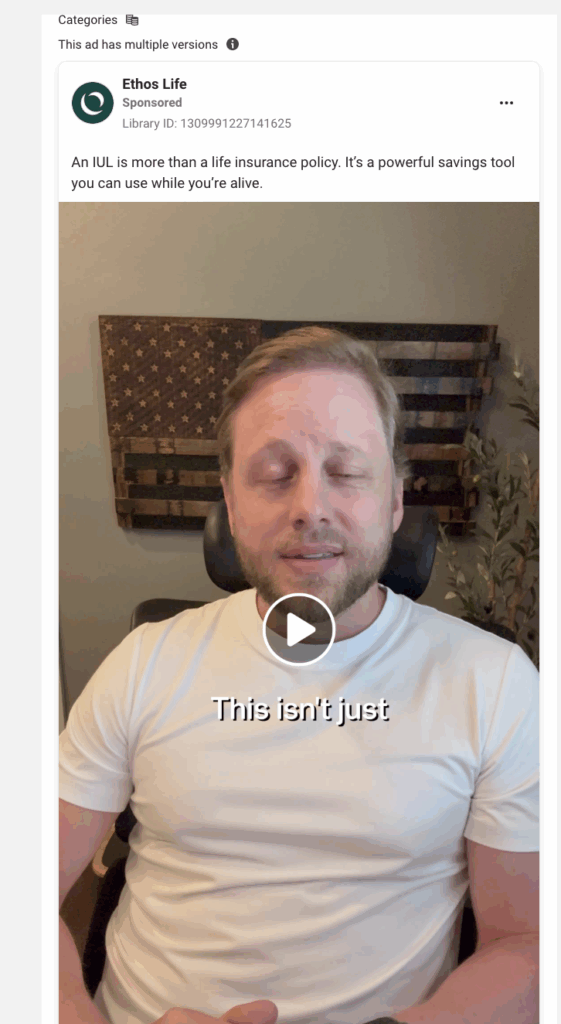 ugc stlyle facebook ad for insurance